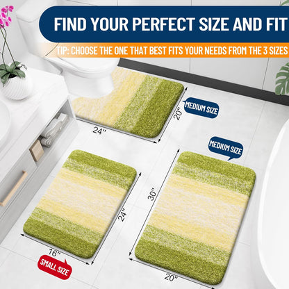 OLANLY Bathroom Rugs - Extra Soft Microfiber Mat with Rubber Backing | Quick Dry, Machine Washable, 30x20, Olive Green