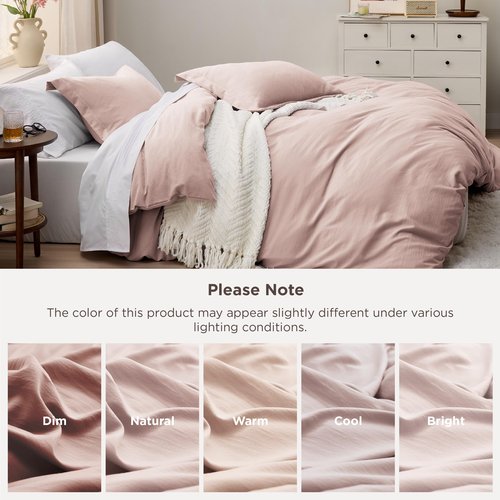 Bedsure Rose Pink Duvet Cover King Size - 3 Pieces Prewashed Extra Soft Bedding Set, Includes 1 Duvet Cover 104x90 Inches with Zipper Closure & 2 Pillow Shams, Comforter Not Included