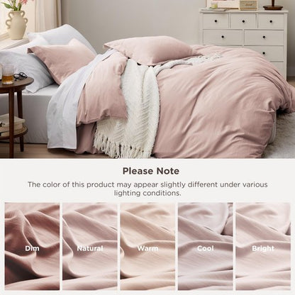 Bedsure Rose Pink Duvet Cover King Size - 3 Pieces Prewashed Extra Soft Bedding Set, Includes 1 Duvet Cover 104x90 Inches with Zipper Closure & 2 Pillow Shams, Comforter Not Included