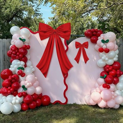 Red Bow Decor | 2 Pack Large & Small Coquette Room Backdrop - Perfect for Valentine's Day & Weddings
