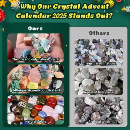 Crystal Advent Calendar 2025 by [Brand Name] - 24-Day Countdown with Natural Chakra Healing Stones | Perfect Christmas Gift for Kids and Pet Lovers