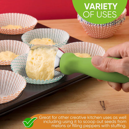 Spring Chef Heavy Duty Ice Cream Scoop - Non-Slip Handle for Easy Serving | Dishwasher Safe Tool