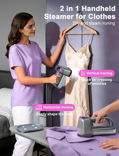 Skiennix Travel Steamer - Handheld 2-in-1 Clothes Steamer & Iron | 160ml Water Tank, 6 Steam Modes