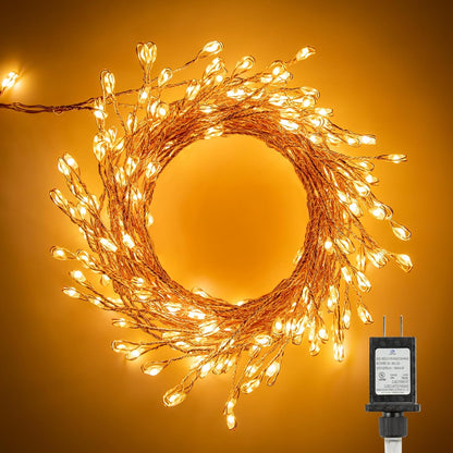 Skiennix 200LED Fairy Lights - 10Ft Waterproof Copper Wire String Lights for Bedroom & Wedding Decor - Warm White