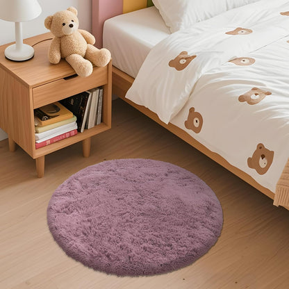 OLANLY Blush Round Area Rug - Soft, Machine Washable 2 ft Circle Carpet for Bedroom & Nursery Decor