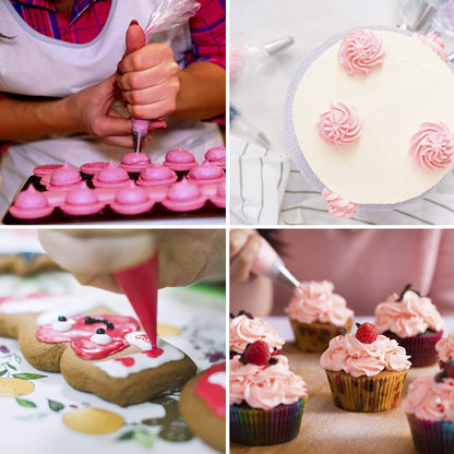 Riccle Disposable Piping Bags - 16 Inch Anti-Burst Textured Pastry Bags for Icing & Decorating Cakes