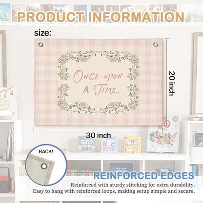 Once Upon A Time Nursery Banner 30x20 Inch - White Linen Look