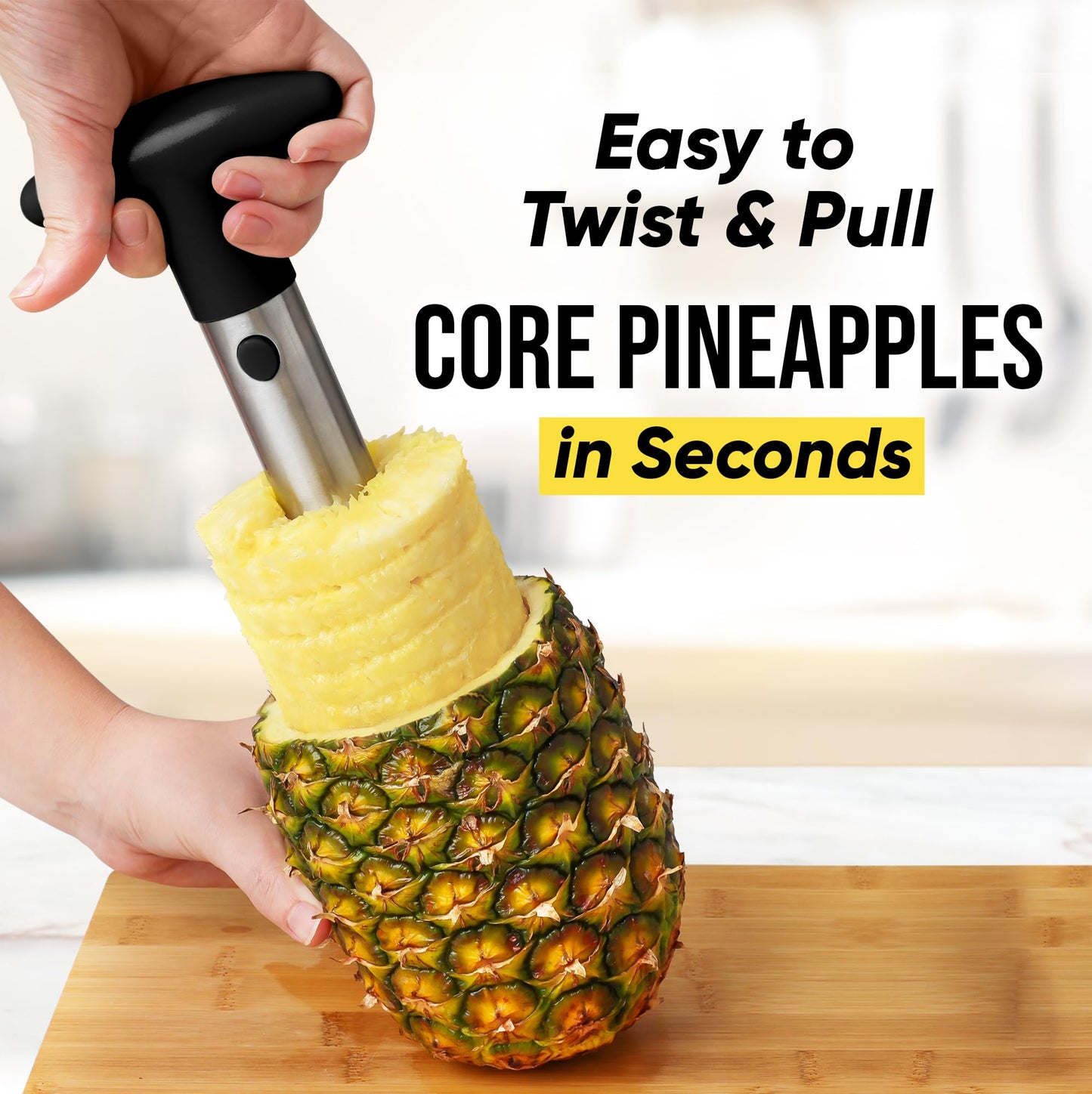 Pineapple Corer and Slicer with Triple Reinforced Stainless Steel with Thicker Blade - Easy-to-Use Pineapple Corer & Pineapple Cutter - Pineapple Slicer and Corer Tool for Easy Core Removal by Zulay