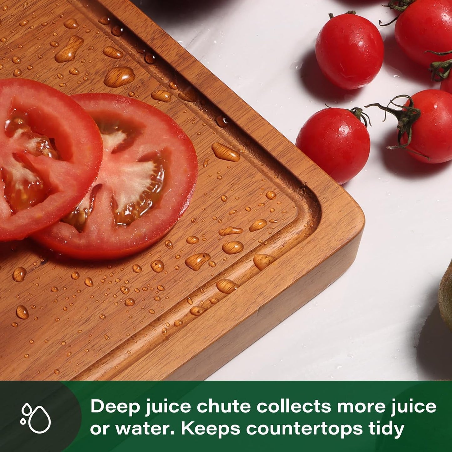 Skiennix Extra Large Wooden Cutting Board - Thick Chopping Board with Deep Juice Groove | 20x15x1 Inch