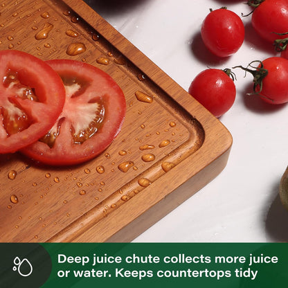 Skiennix Extra Large Wooden Cutting Board - Thick Chopping Board with Deep Juice Groove | 20x15x1 Inch