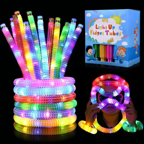Gigilli Glow Sticks Party Favors - 12 Pcs Light Up Pop Tubes & Glow Necklace Bracelets | Fun Easter Basket Stuffers