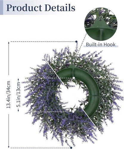 BLOSMON Lavender Centerpieces Wreaths - 2pcs 13 Inch Purple Artificial Flower Candle Rings for Wedding Decor