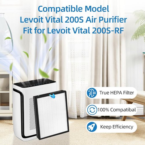 LEVOIT Vital 200S Replacement Filter - 3-in-1 True HEPA & Activated Carbon - 2 Pack, White