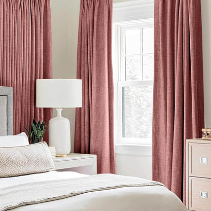 MIULEE Blackout Linen Textured Curtains - Thermal Insulated Dusty Rose Drapes | 52 x 96 Inch (2 Panels)