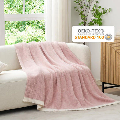 Snuggle Sac Ultra Soft Throw Blanket - Reversible Pink Microfiber | Cozy 50x60 Inches for Couch & Bed