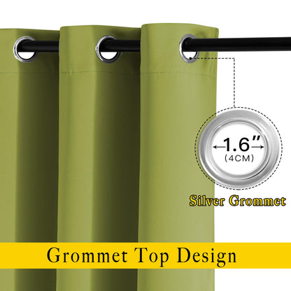 NICETOWN Bedroom Curtains Blackout Draperies - Noise Reducing Thermal Insulated Window Decorative Blackout Draperies/Drapes for Kid's Room (1 Pair, 52 x 95 inches in Fresh Green)