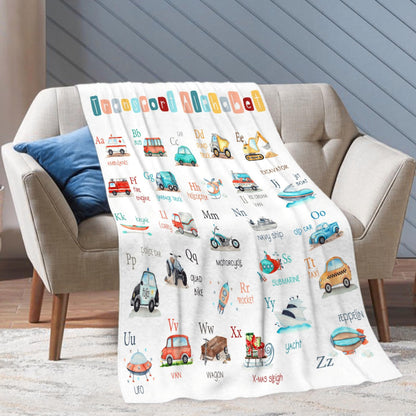 YABUKITA Transport Alphabet Blanket Throw Construction Blanket Truck Toddler Throw Blanket Truck Cars Lover Gift for Halloween Christmas Birthday 40x50in for Kids/Child