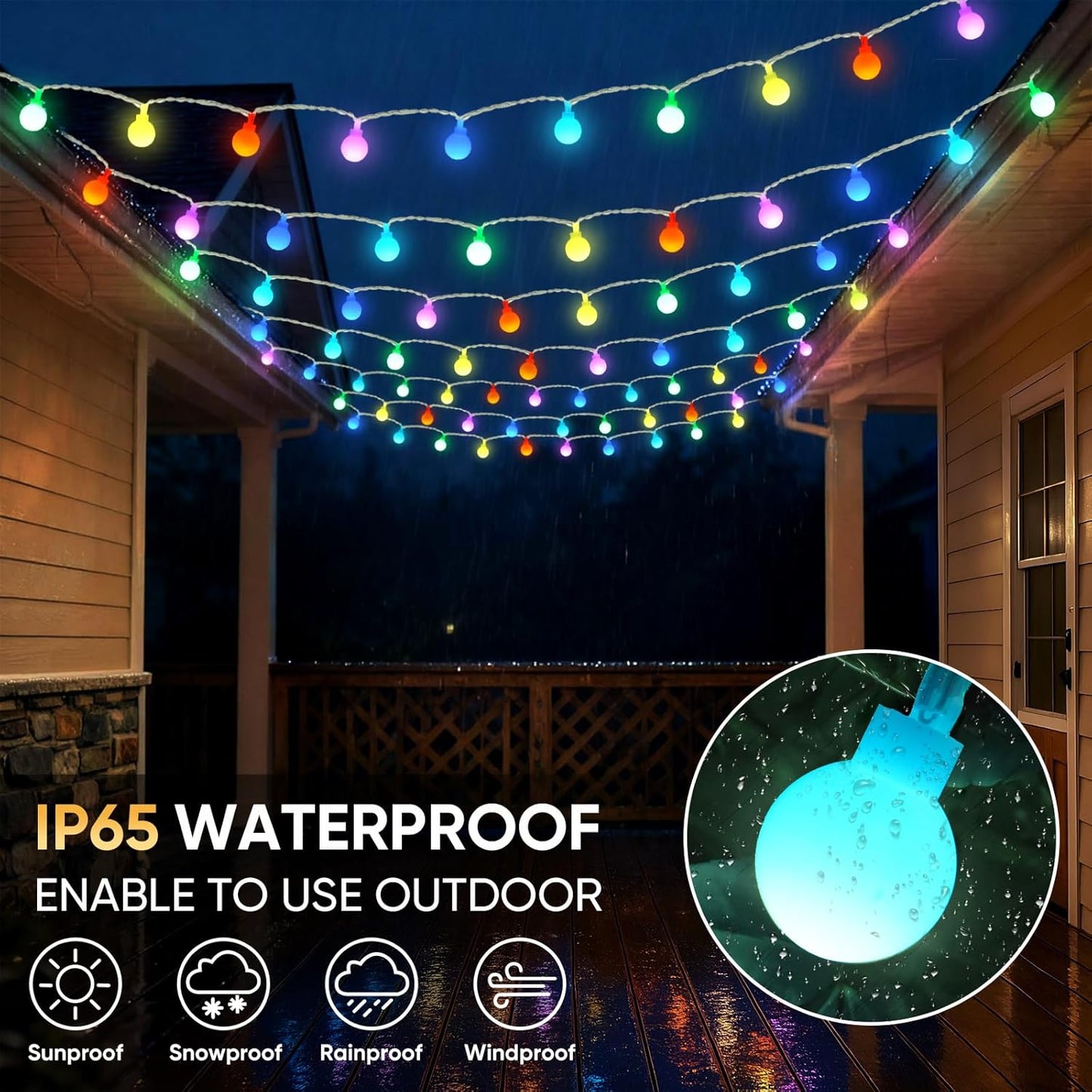 OMIKA 33FT Connectable Globe String Lights - 24 Color Changing Fairy Lights with Remote, 60 LEDs for Indoor/Outdoor Use