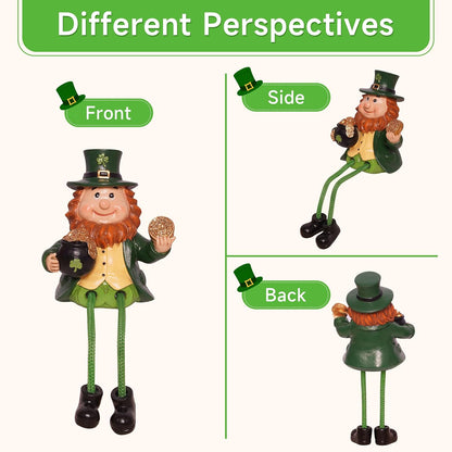 Skiennix St. Patrick's Day Decorations - Leprechaun Gnome Figurine with Gold Coins & Shamrock | Festive Home Decor