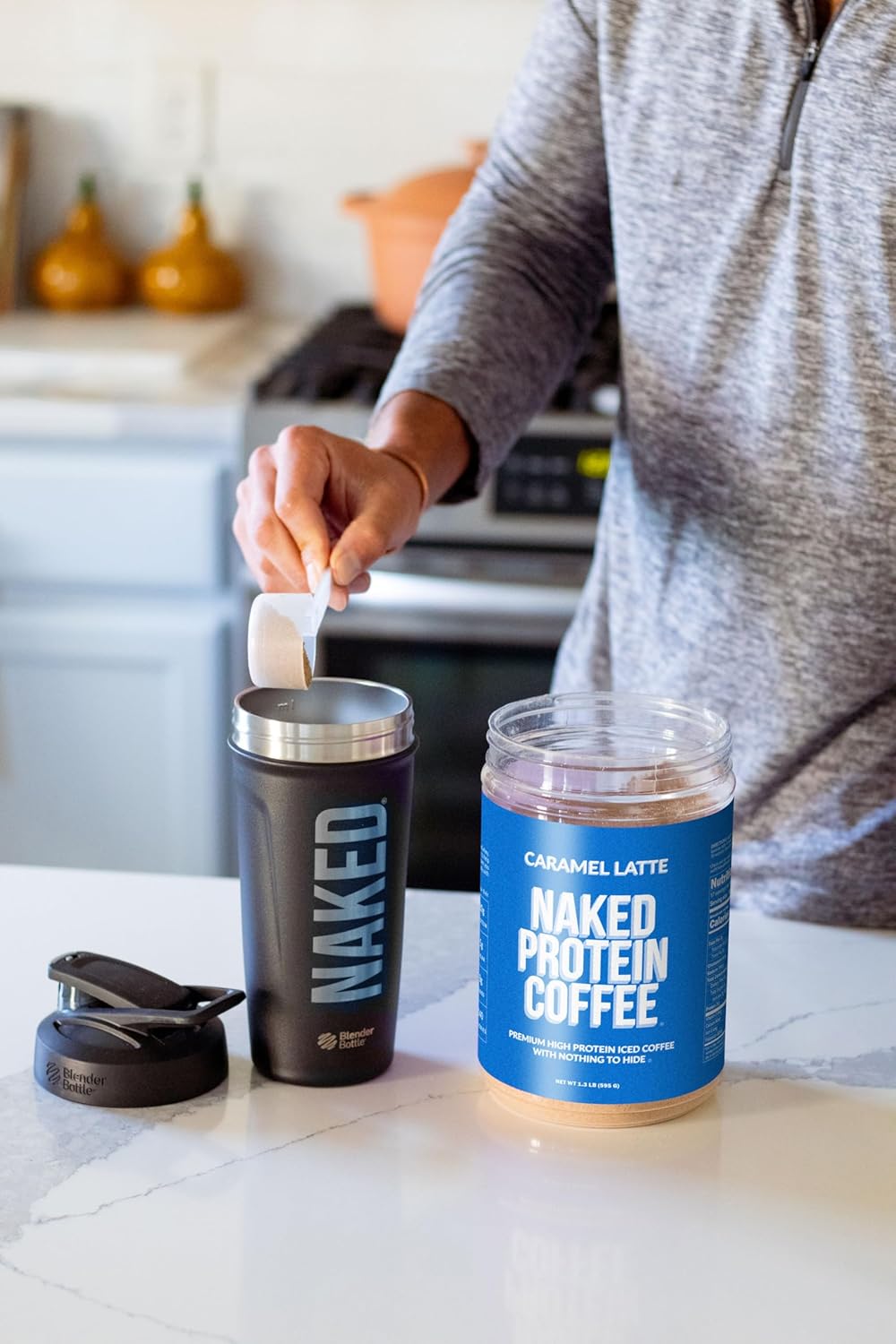 NAKED Caramel Latte Protein Coffee - Delicious Keto-Friendly Iced Protein Shake, 17 Servings