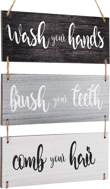 Jetec Farmhouse Bathroom Wall Decor - Funny Bath Rules Art Sign | Rustic Wooden Hanging Decor