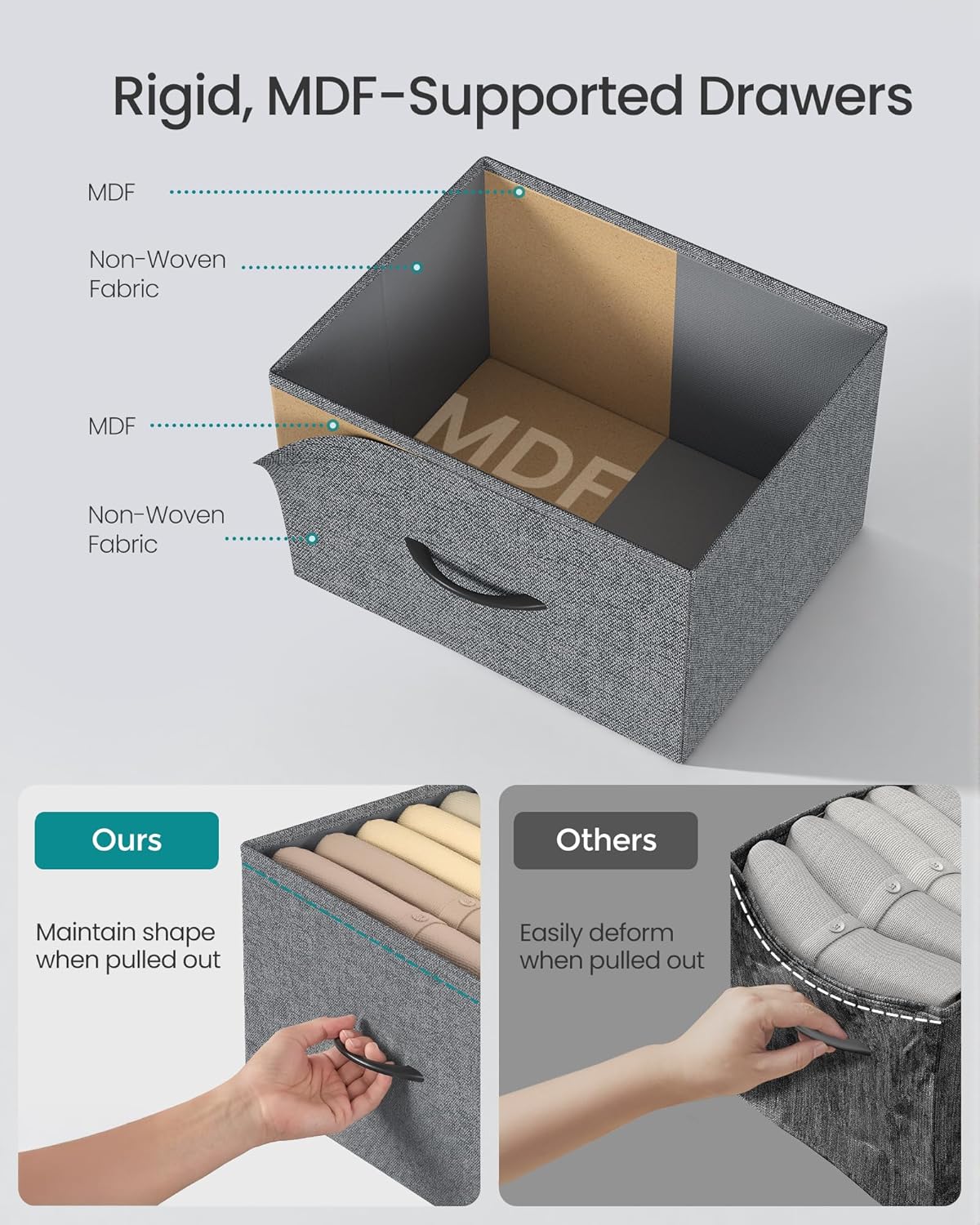 SONGMICS Dresser - Modern Chest of Drawers Storage Organizer Unit, 8 Drawer, Slate Gray