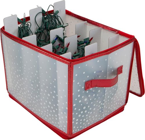 Holiday Light Organizer Box by Simplify - Holds 500 Lights | Collapsible Christmas Storage | Red