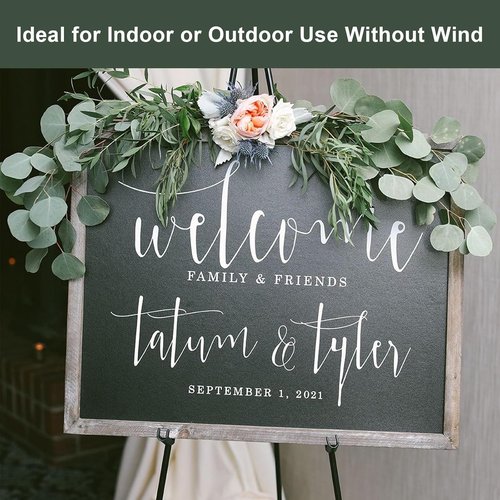 DANMO Adjustable Metal Easel Stand - 63'' Wedding Sign Display | Floor Art Easel in Black