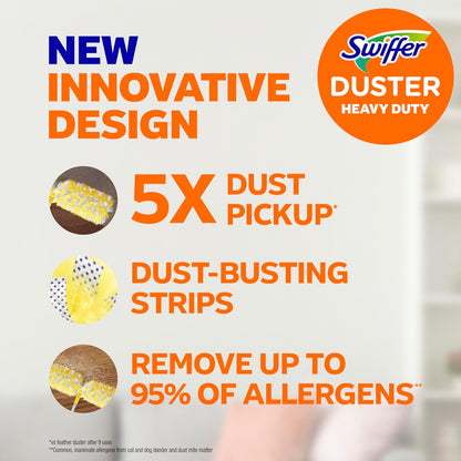 Swiffer Duster Kit - Heavy Duty Starter Kit with 8 Refills & 6 ft Extendable Handle