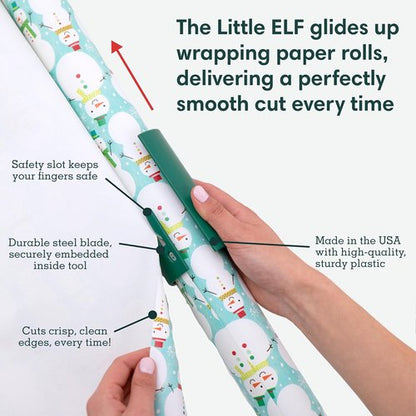 Little ELF Wrapping Paper Cutter - 2-Pack | Made in USA | Green Holiday Gift Wrap Holder