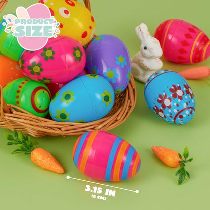 JOYIN 3.15Inch Printed Plastic Eggs Colorful, Fillable Empty Eggs Bulks for Easter Hunt Event, Party Favor-30 pcs