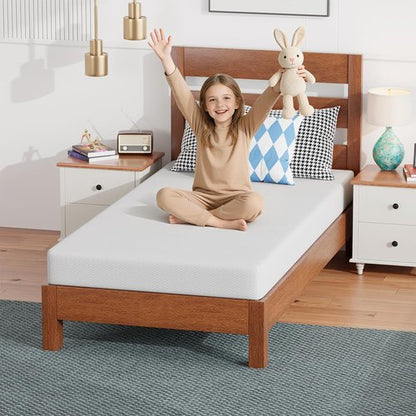 FDW 6 Inch Twin Mattress, Base Foam, Medium Firm Support, Breathable & Comfortable, Removable Washable Zipper Cover, Bed-in-a-Box，CertiPUR-US Certified