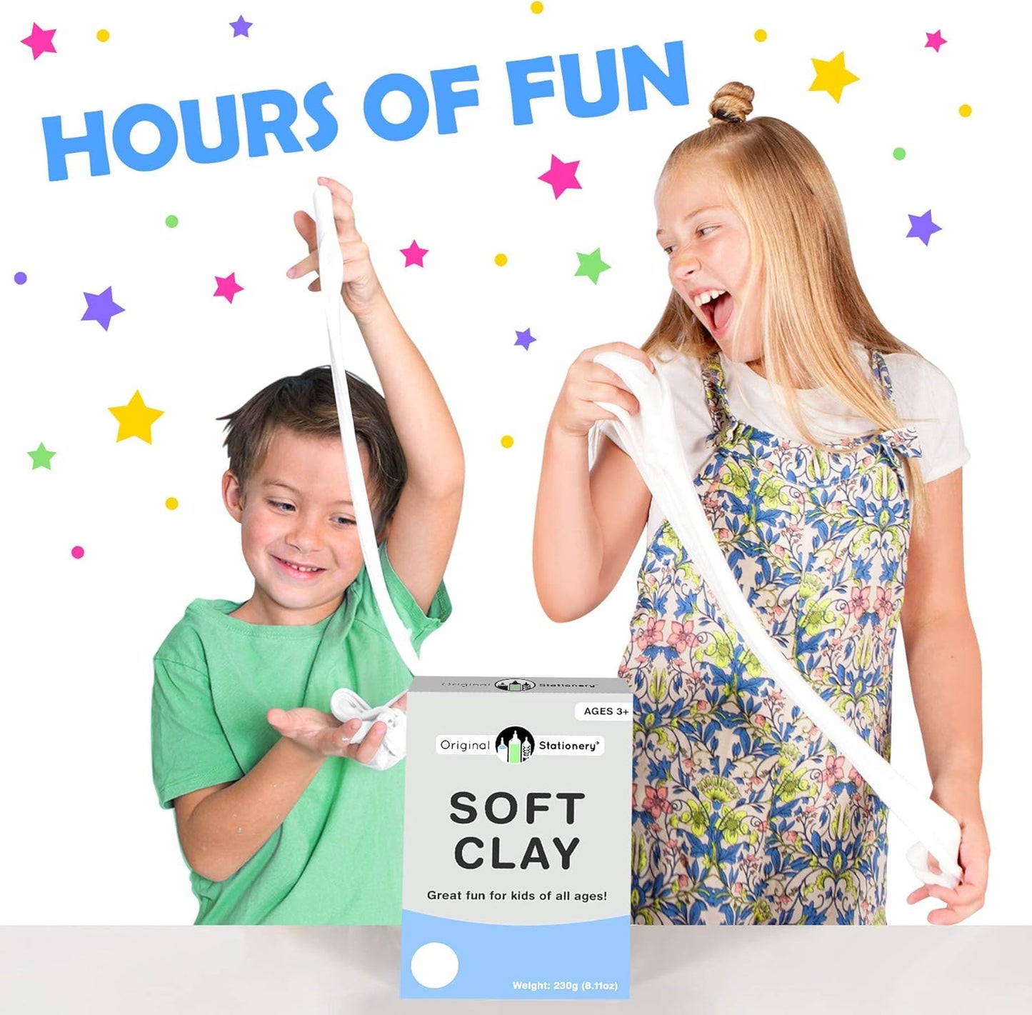 Original Stationery Soft Clay - White Foam Clay Add-In for Slime Making | 230g (8.1 oz) Stretchy Air-Dry Texture