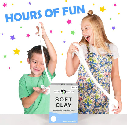 Original Stationery Soft Clay - White Foam Clay Add-In for Slime Making | 230g (8.1 oz) Stretchy Air-Dry Texture