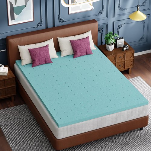 FDW 8" Queen Mattress - 2" Cooling Gel Memory Foam Topper | Medium Firm | White | Washable Cover for Cool Sleep & Pressure Relief | Bed in a Box, CertiPUR-US Certified
