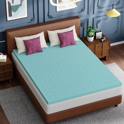 FDW 8" Queen Mattress - 2" Cooling Gel Memory Foam Topper | Medium Firm | White | Washable Cover for Cool Sleep & Pressure Relief | Bed in a Box, CertiPUR-US Certified