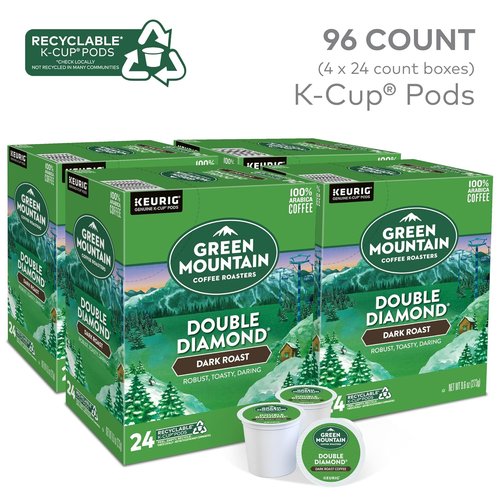 Green Mountain Coffee Roasters Dark Roast K-Cup Pods - Double Diamond, 96 Count for Rich Flavor