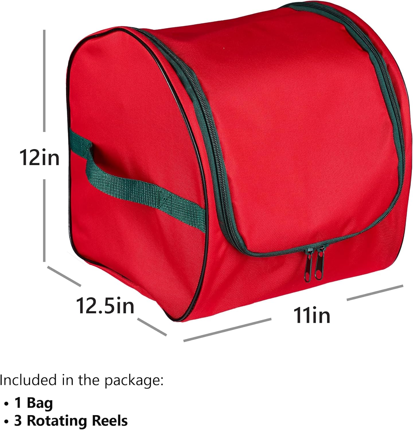 ZOBER Christmas Light Storage Reels - Durable Organizer with 3 Wheels - Fits 200 Mini Lights - Red