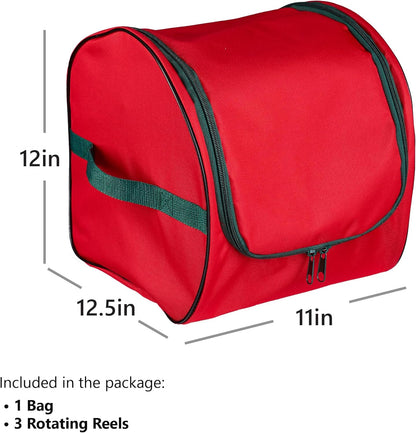 ZOBER Christmas Light Storage Reels - Durable Organizer with 3 Wheels - Fits 200 Mini Lights - Red