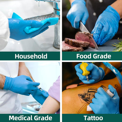 Supmedic Vinyl Disposable Exam Gloves - Powder-Free, Latex-Free, Food Grade - Blue, 100 Ct & 1000 Ct