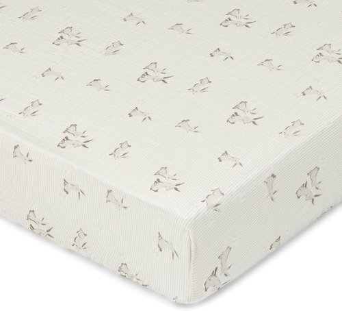 Crane Baby 100% Organic Cotton Fitted Crib Sheet - Soft, Breathable, Gender Neutral Bunny Design