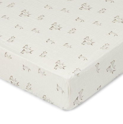 Crane Baby 100% Organic Cotton Gender Neutral Animal Nursery Bedding, Fitted Sheet, Soft Breathable GOTS Certified Cotton, Bunny Crib Sheet