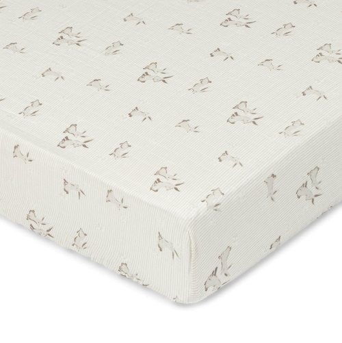 Crane Baby 100% Organic Cotton Gender Neutral Animal Nursery Bedding, Fitted Sheet, Soft Breathable GOTS Certified Cotton, Bunny Crib Sheet