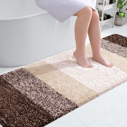 OLANLY Bathroom Runner Rugs - Extra Soft Microfiber, Quick-Dry & Machine Washable | 70x24, Brown