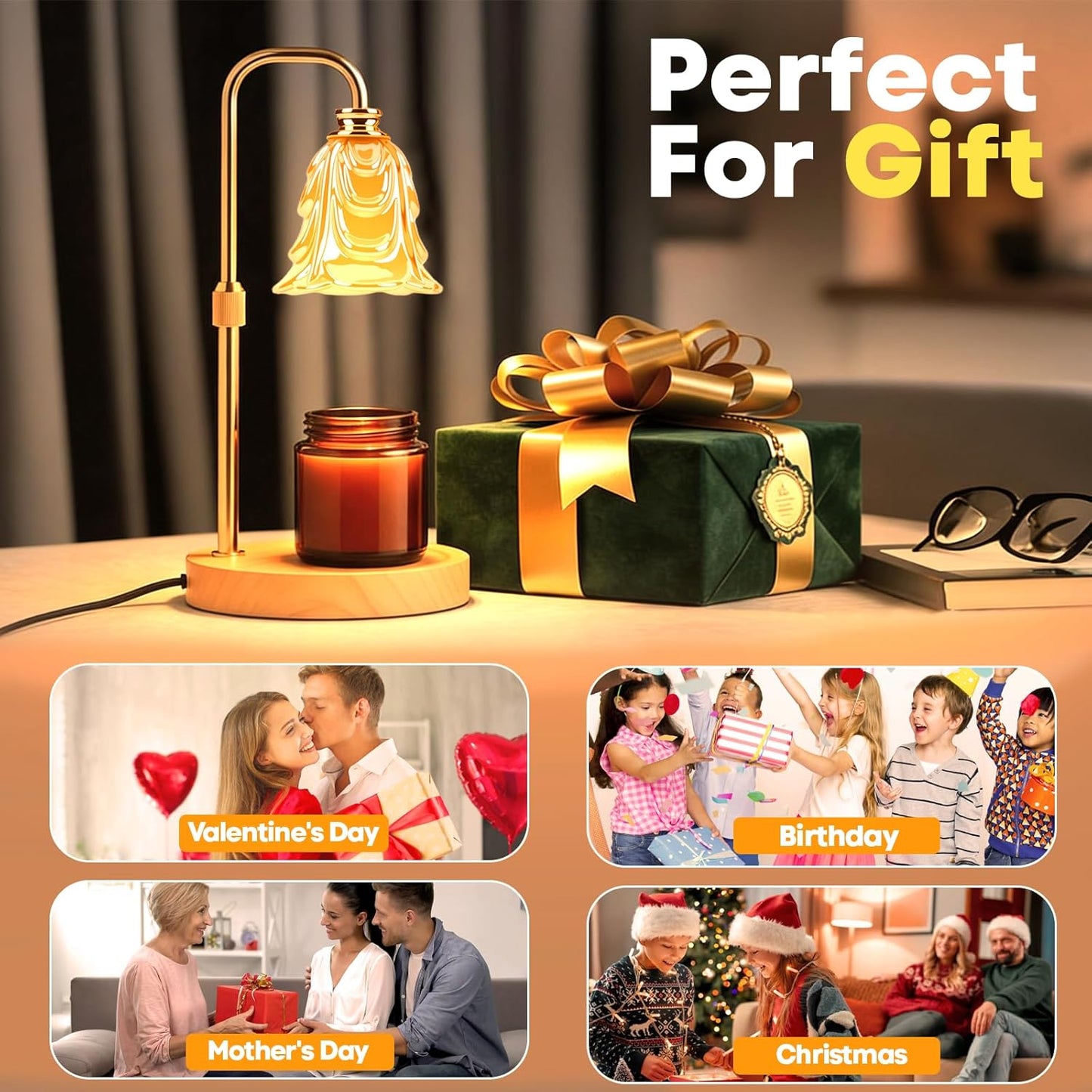 Skiennix Candle Warmer Lamp - Electric Wax Warmer with Timer & 5 Brightness Settings | Adjustable Height Home Decor Gift