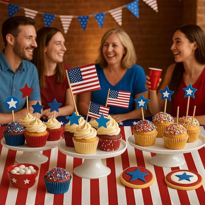 American Flag Tablecloths by [Brand Name] - 2 Pack, 54" x 108" Disposable Patriotic Decor for 4th of July Parties