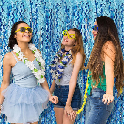 Skiennix Tinsel Foil Fringe Curtains - Sparkling Wavy Backdrop for Parties | Photo Booth Decor