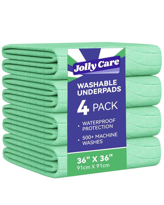 Washable Underpads Waterproof, 4 Pack 36" x36'' Heavy Absorbency Incontinence Bed Pads, Bed Wetting Pads for Adults, Elderly, Kids and Pets, Soft Reusable Changing Pads for Bed