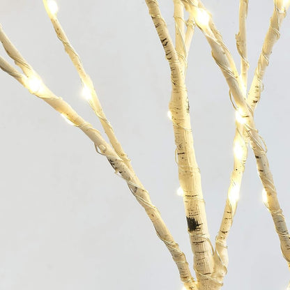Fudios 150 LED Lighted Branches with Timer, 32in Plug-In Birch Twigs for Vase - 3 Branches