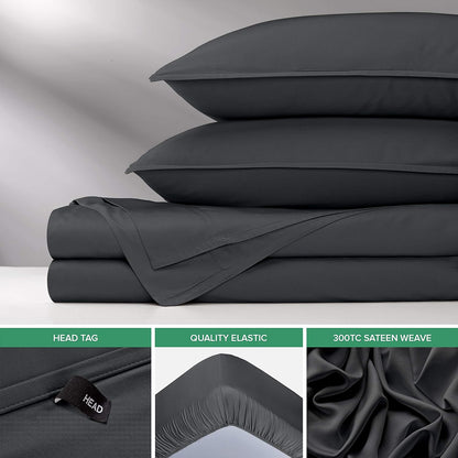 Pure Bamboo Short Queen Sheets - 100% Organic Viscose Bed Sheet Set, Soft & Cooling | 60"x75", Charcoal